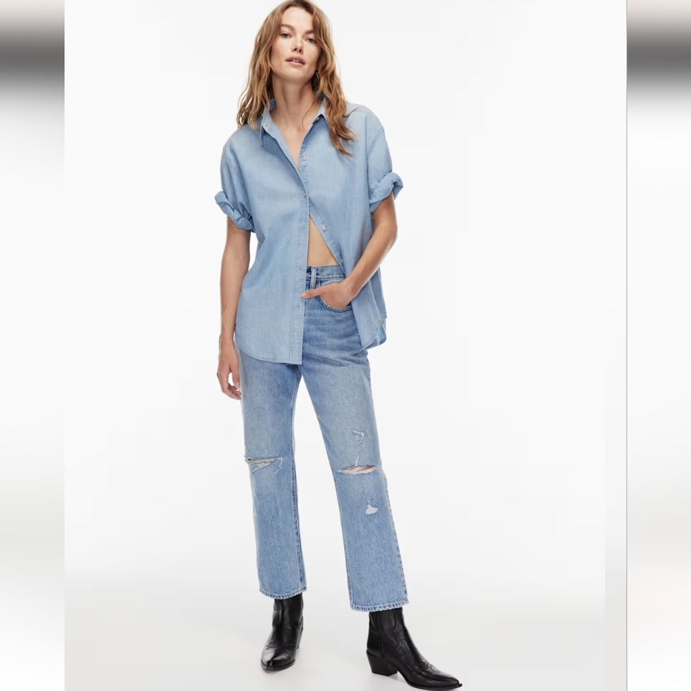 Denim Forum The Joni High Rise Loose  Cropped Jeans Size 27